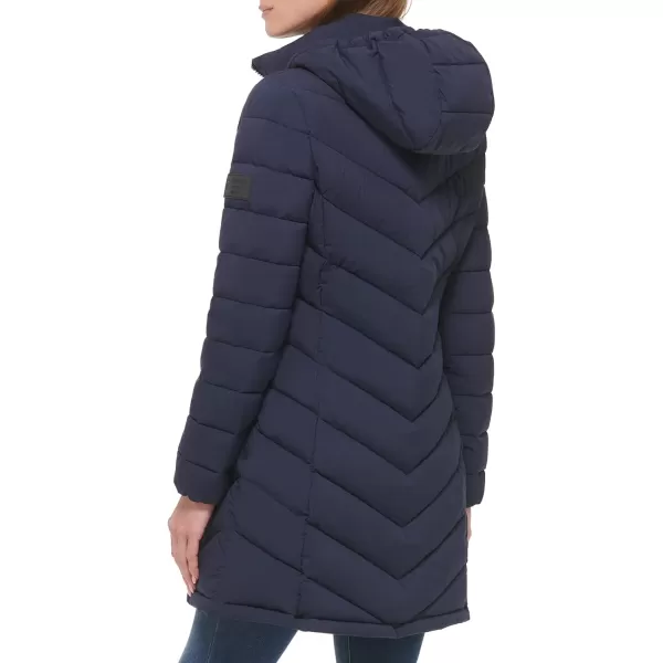 Calvin Klein Womens Chevron Quilting Casual Lightweight JacketQuilted Dark Navy