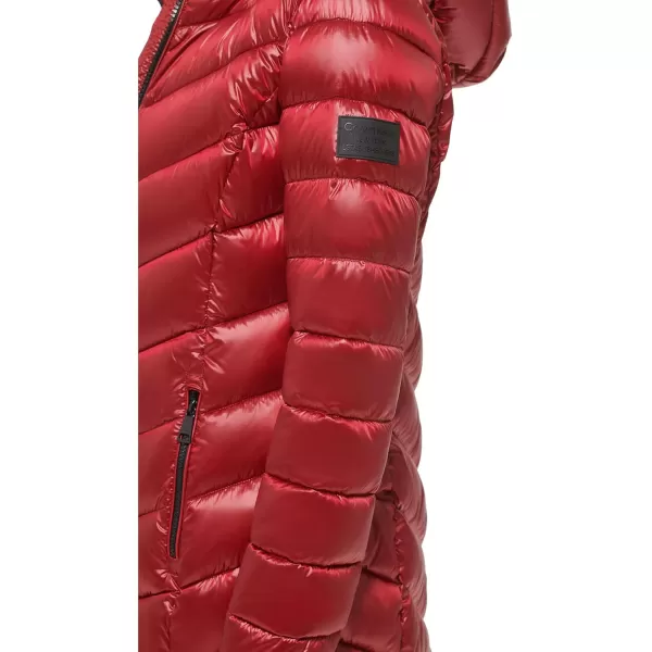 Calvin Klein Womens Chevron Quilting Casual Lightweight JacketQuilted Pearlized Crimson