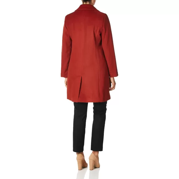 Calvin Klein Womens Classic Cashmere Wool Blend CoatClassic Chili Oil