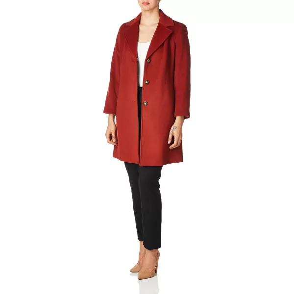 Calvin Klein Womens Classic Cashmere Wool Blend CoatClassic Chili Oil