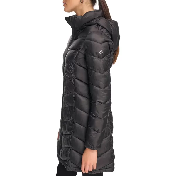 Calvin Klein Womens Lightweight Hooded Puffer JacketLightweight Black