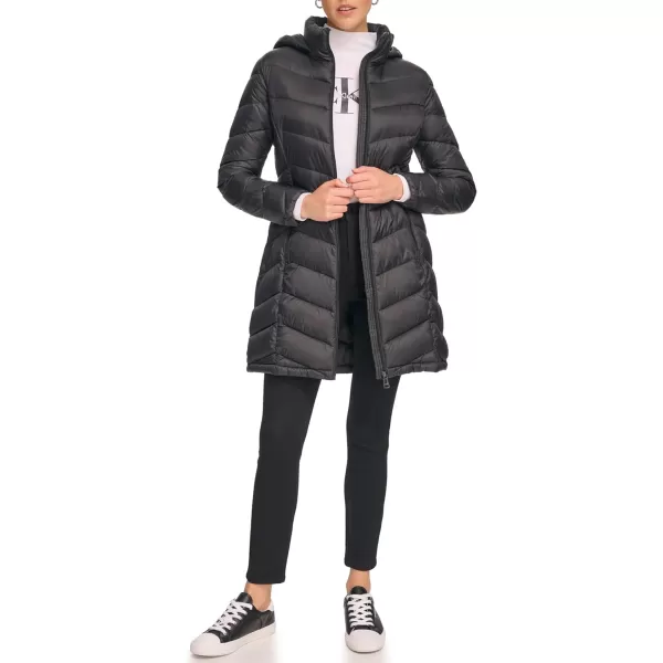 Calvin Klein Womens Lightweight Hooded Puffer JacketLightweight Black