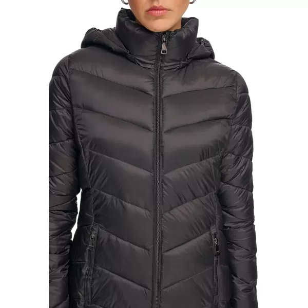 Calvin Klein Womens Lightweight Hooded Puffer JacketLightweight Black