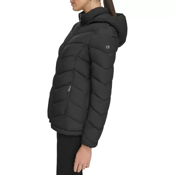 Calvin Klein Womens Lightweight Hooded Puffer JacketLightweight Hooded Ebony