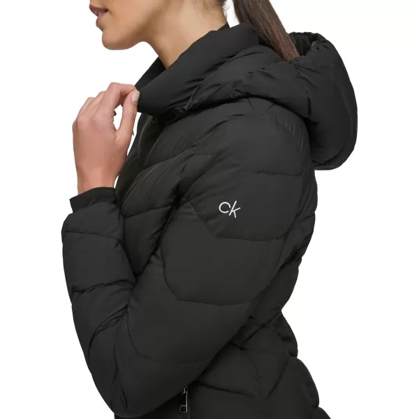 Calvin Klein Womens Lightweight Hooded Puffer JacketLightweight Hooded Ebony