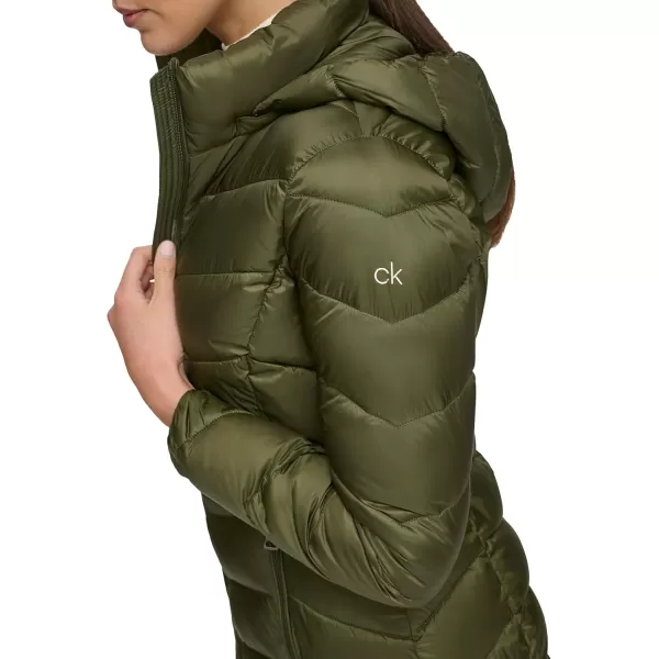 Calvin Klein Womens Lightweight Hooded Puffer JacketLightweight Military