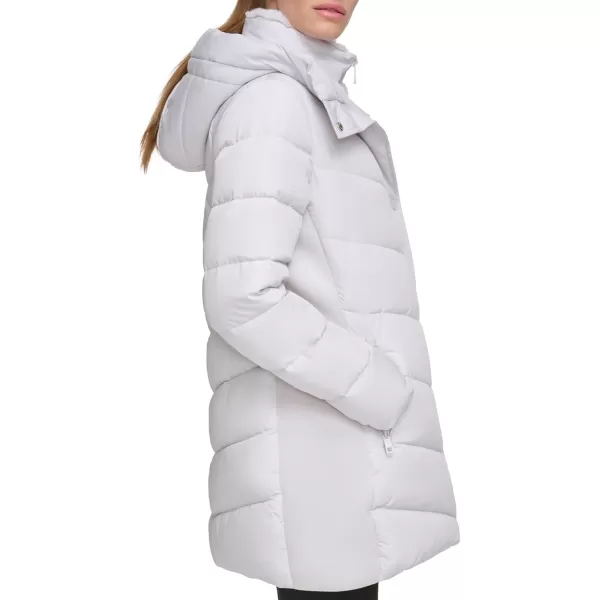 Calvin Klein Womens Long Bibfront Puffer JacketClassic Dove Grey