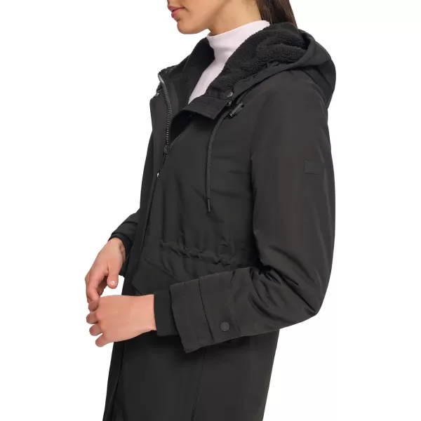 Calvin Klein Womens Long WaterResistant Rain JacketTransitional Black