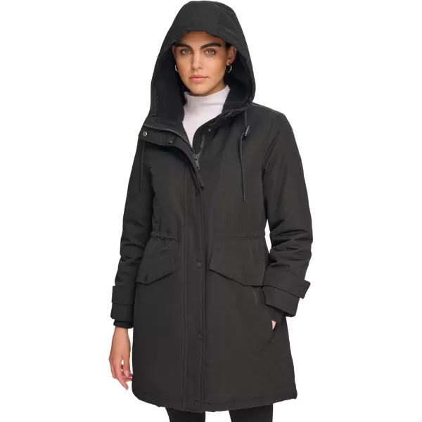 Calvin Klein Womens Long WaterResistant Rain JacketTransitional Black