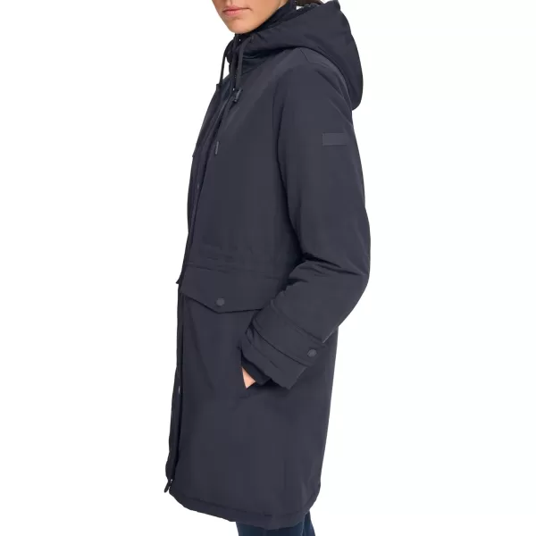 Calvin Klein Womens Long WaterResistant Rain JacketTransitional Navy