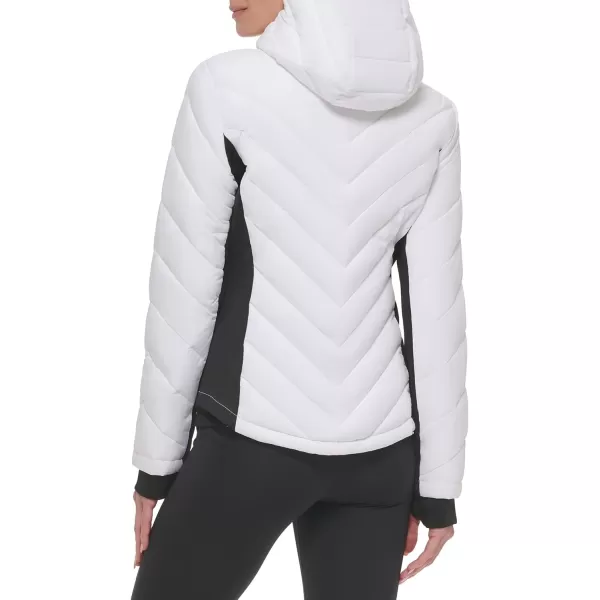 Calvin Klein Womens Scuba Side Panel and Sleeve Detail Adjustable Hood Zip PocketspufferAdjustable Hood White