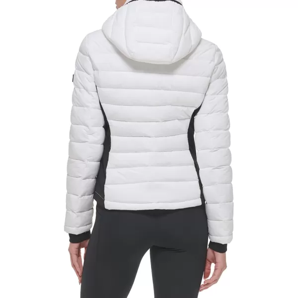 Calvin Klein Womens Water Resistant Casual Lightweight Scuba Side Panels JacketLightweight White