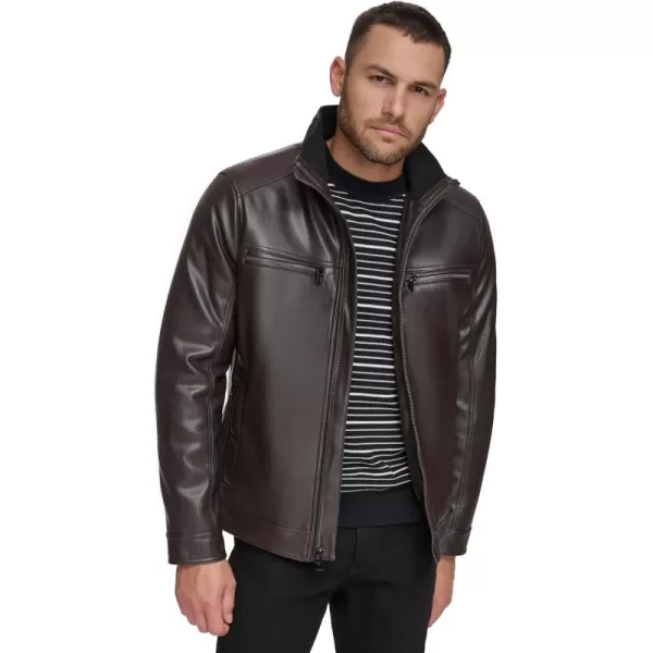 Calvin Klein Mens Everyday Essential Faux Leather JacketHeritage Brown