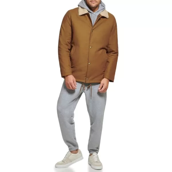 Calvin Klein Mens Sherpa Lined SoftShell JacketCoach Cognac