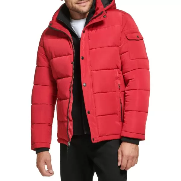 Calvin Klein Mens Snap Front Puffer JacketFleece Bib Deep Red