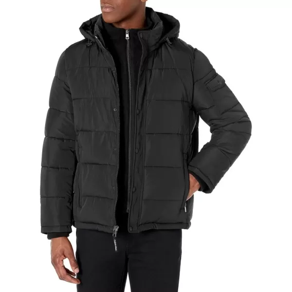 Calvin Klein Mens Snap Front Puffer JacketPolar Fleece Black