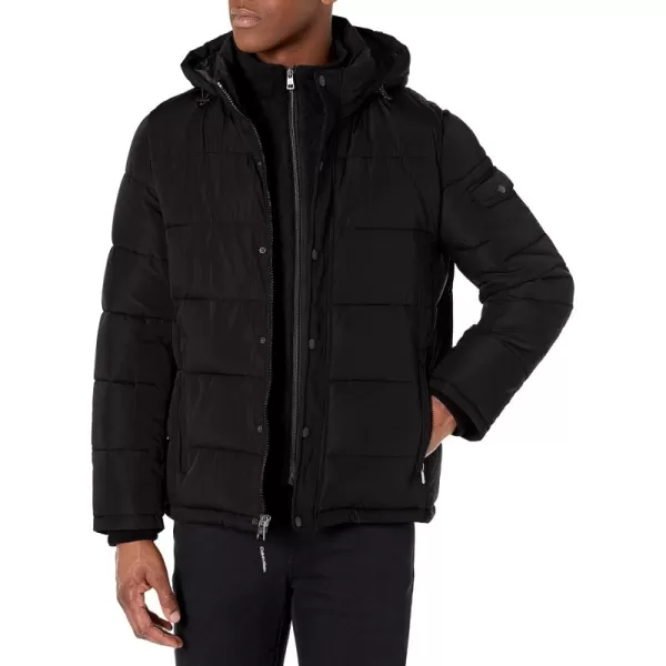 Calvin Klein Mens Snap Front Puffer JacketPolar Fleece Ebony