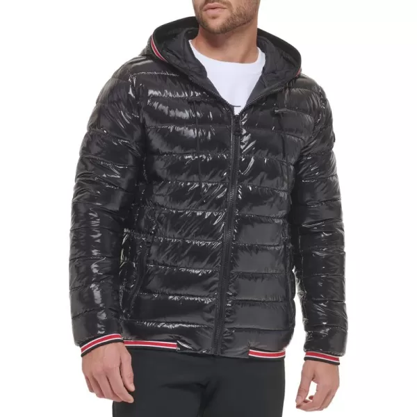 Calvin Klein Mens Snap Front Puffer JacketSuper Shine Black