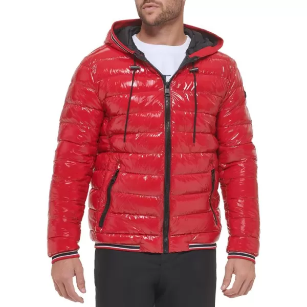 Calvin Klein Mens Snap Front Puffer JacketSuper Shine True Red