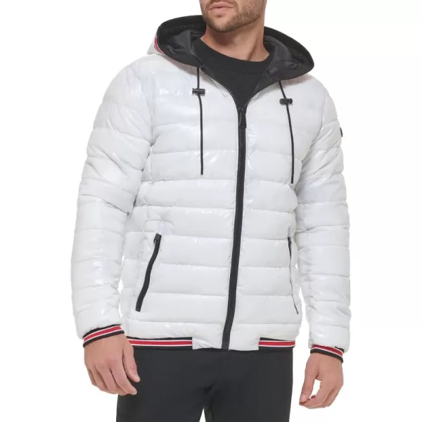 Calvin Klein Mens Snap Front Puffer JacketSuper Shine White