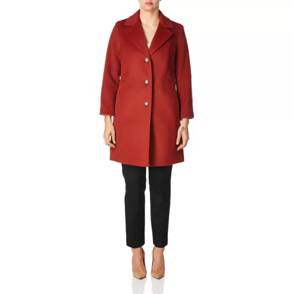 Calvin Klein Womens Classic Cashmere Wool Blend CoatClassic Chili Oil