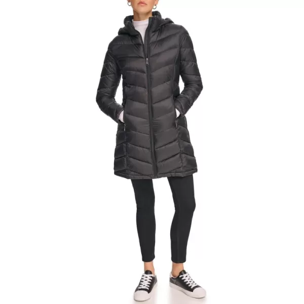 Calvin Klein Womens Lightweight Hooded Puffer JacketLightweight Black