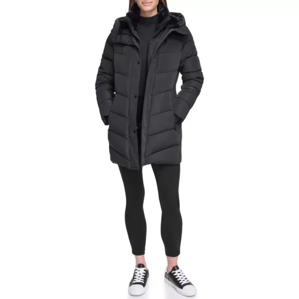 Calvin Klein Womens Long Bibfront Puffer JacketClassic Black