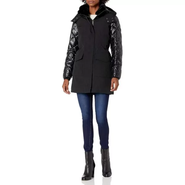 Calvin Klein Womens Long Lightweight Puffer JacketAnorak Black