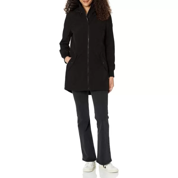 Calvin Klein Womens Long WaterResistant Rain JacketAnorak Black