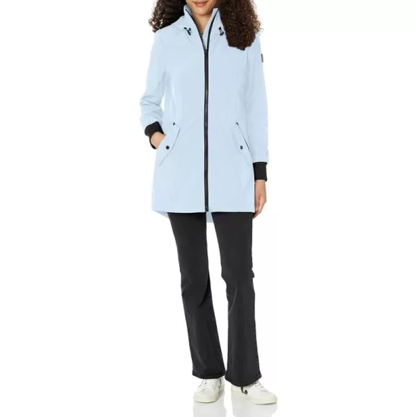 Calvin Klein Womens Long WaterResistant Rain JacketAnorak Powder Blue