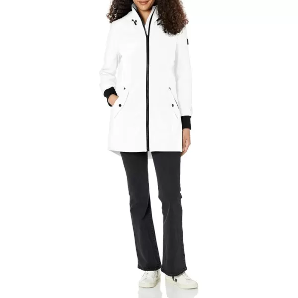 Calvin Klein Womens Long WaterResistant Rain JacketAnorak White