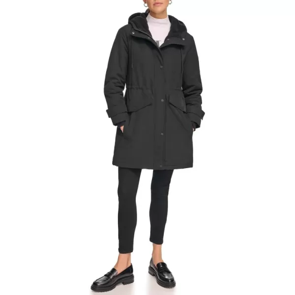 Calvin Klein Womens Long WaterResistant Rain JacketTransitional Black