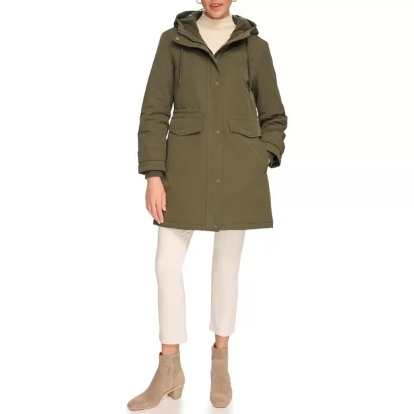 Calvin Klein Womens Long WaterResistant Rain JacketTransitional Olivine