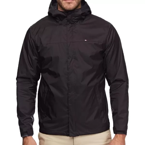 imageTommy Hilfiger Mens Lightweight Breathable Waterproof Hooded Rain JacketBlack