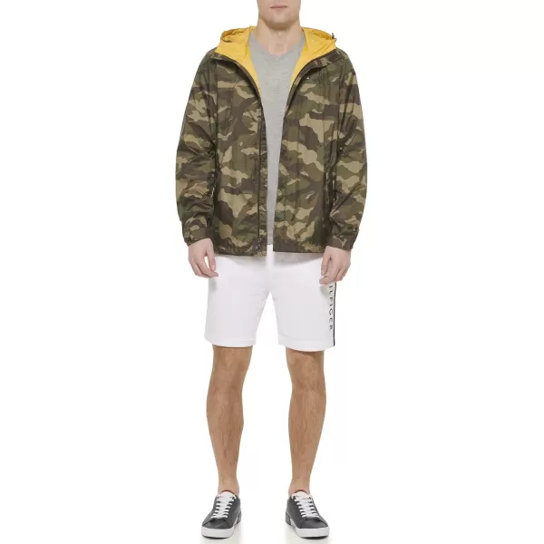 imageTommy Hilfiger Mens Lightweight Breathable Waterproof Hooded Rain JacketCamouflage