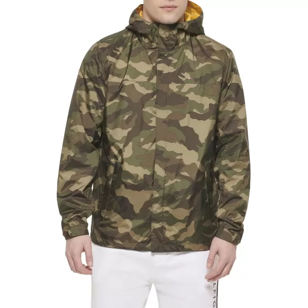 imageTommy Hilfiger Mens Lightweight Breathable Waterproof Hooded Rain JacketCamouflage