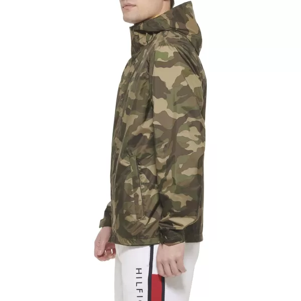 imageTommy Hilfiger Mens Lightweight Breathable Waterproof Hooded Rain JacketCamouflage