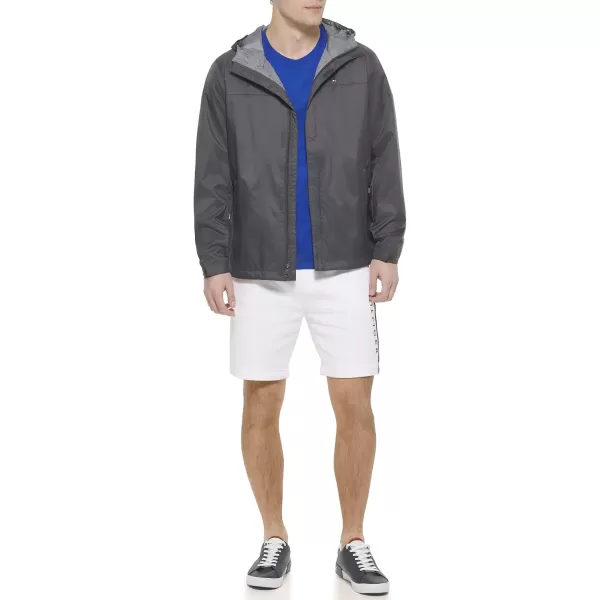 imageTommy Hilfiger Mens Lightweight Breathable Waterproof Hooded Rain JacketCharcoal