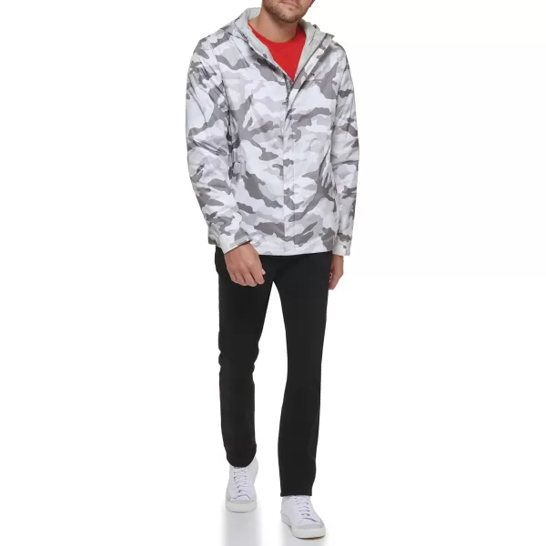 imageTommy Hilfiger Mens Lightweight Breathable Waterproof Hooded Rain JacketGrey Camouflage