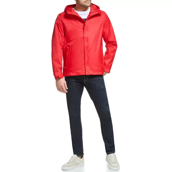 imageTommy Hilfiger Mens Lightweight Breathable Waterproof Hooded Rain JacketMars Red