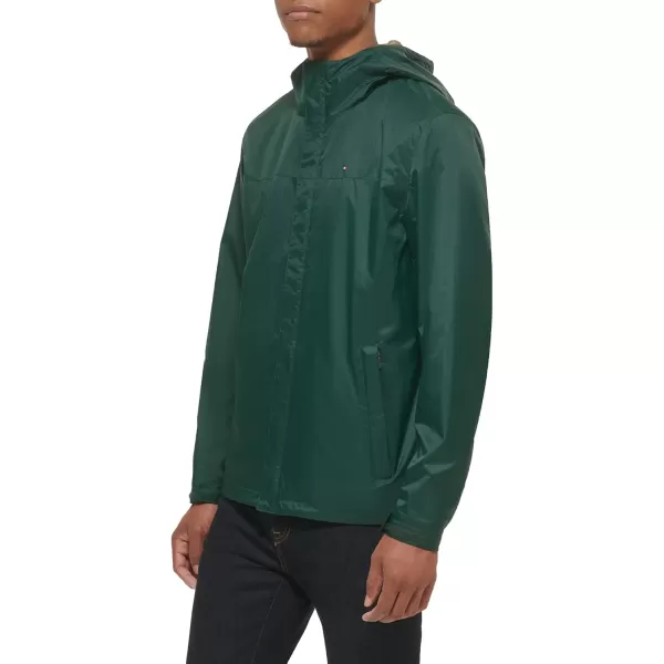 imageTommy Hilfiger Mens Lightweight Breathable Waterproof Hooded Rain JacketPine Green