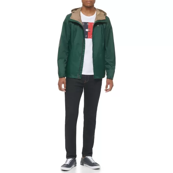 imageTommy Hilfiger Mens Lightweight Breathable Waterproof Hooded Rain JacketPine Green