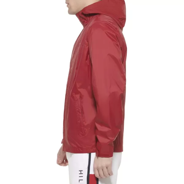 imageTommy Hilfiger Mens Lightweight Breathable Waterproof Hooded Rain JacketRed