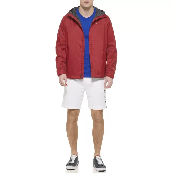 imageTommy Hilfiger Mens Lightweight Breathable Waterproof Hooded Rain JacketRed