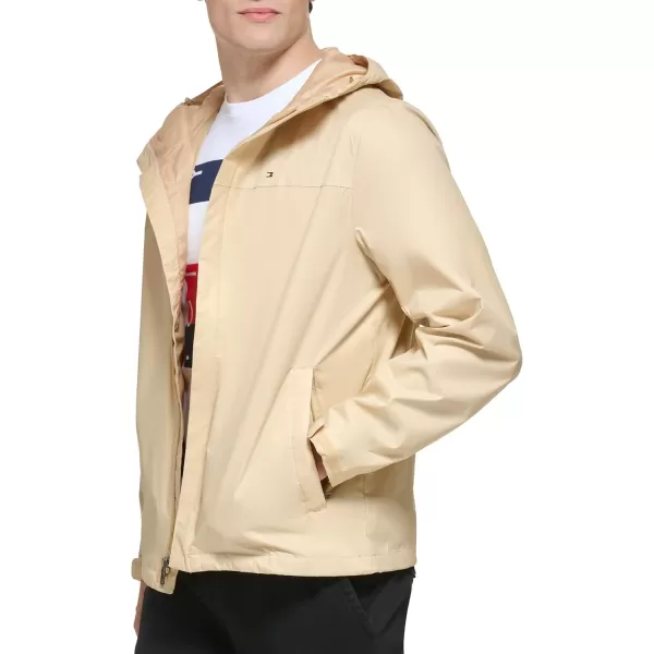 imageTommy Hilfiger Mens Lightweight Breathable Waterproof Hooded Rain JacketTan