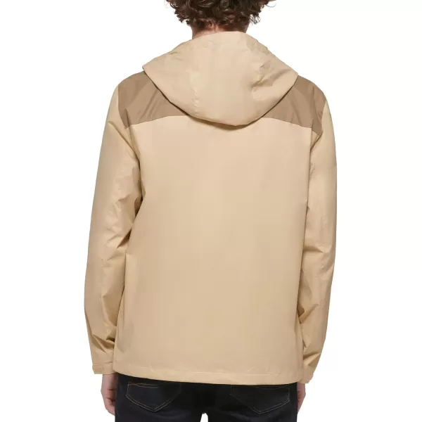 imageTommy Hilfiger Mens Lightweight Breathable Waterproof Hooded Rain JacketTanKhaki Colorblock