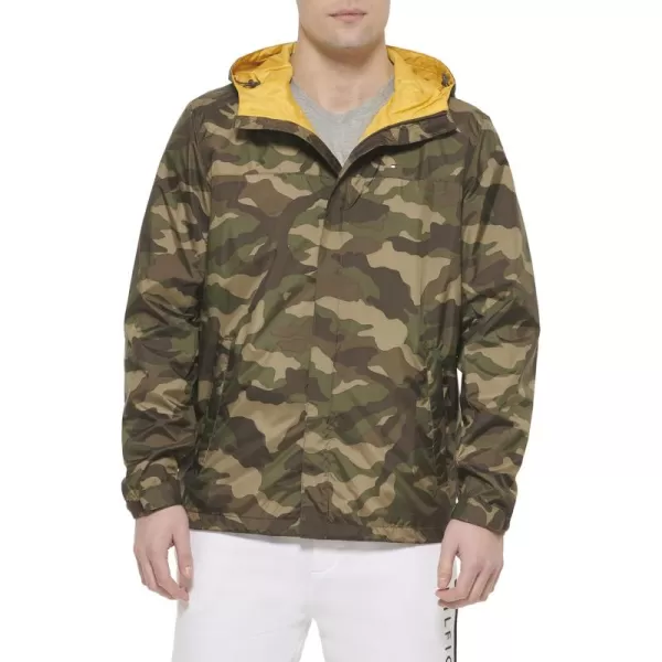 imageTommy Hilfiger Mens Lightweight Breathable Waterproof Hooded Rain JacketCamouflage