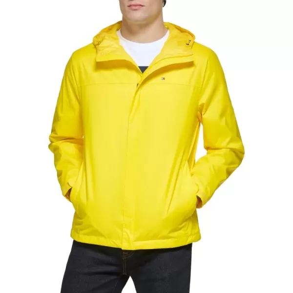 imageTommy Hilfiger Mens Lightweight Breathable Waterproof Hooded Rain JacketCyber Yellow