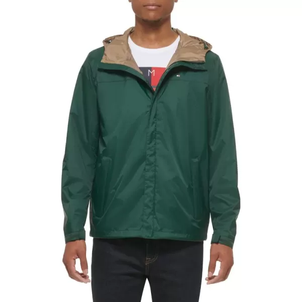 imageTommy Hilfiger Mens Lightweight Breathable Waterproof Hooded Rain JacketPine Green