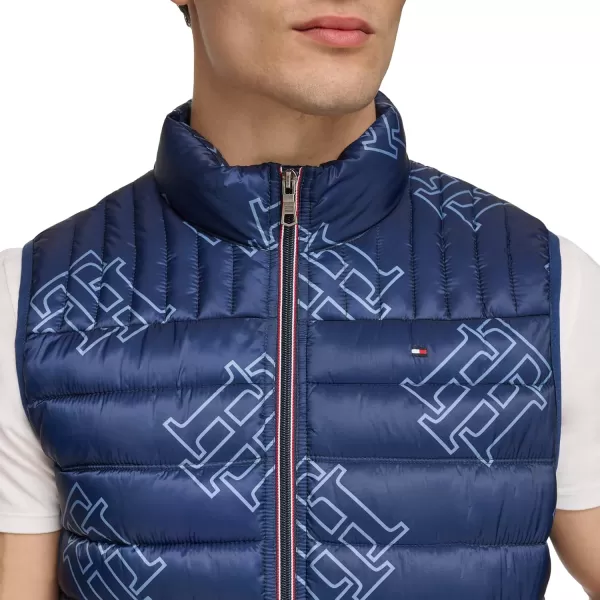 imageTommy Hilfiger Mens Lightweight Packable Puffer Vest JacketNavy Th Print